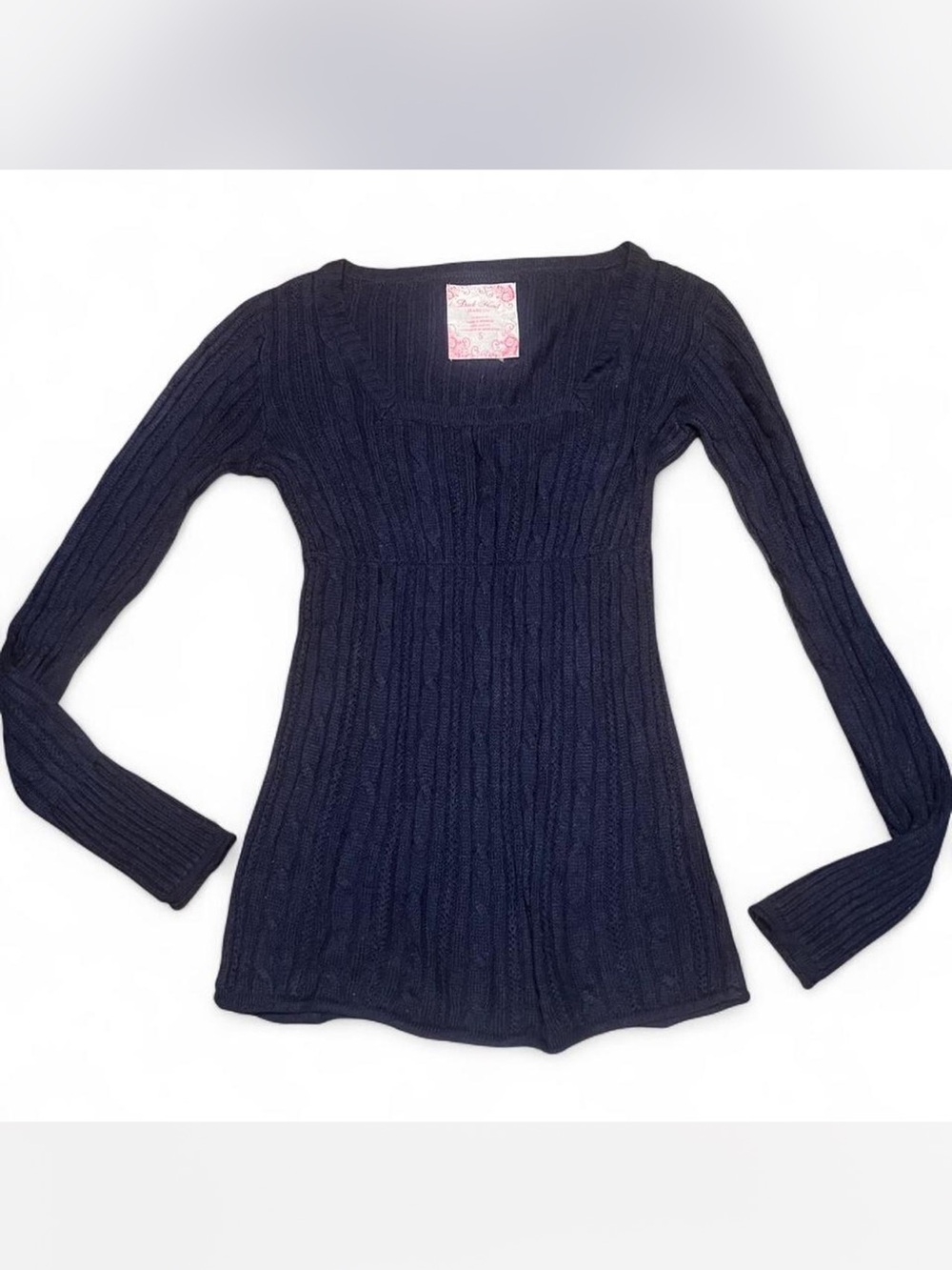 Vintage Navy Blue Knit Babydoll Top 🧸✨